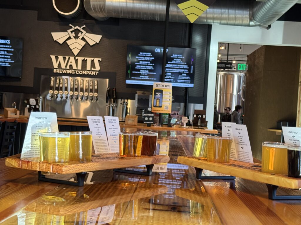 Beer tasting at Watts Brewing Company