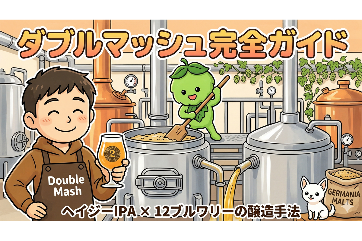 ダブルマッシュ完全ガイド サムネイル — りほくん・ホップくん・ルネちゃんと醸造所