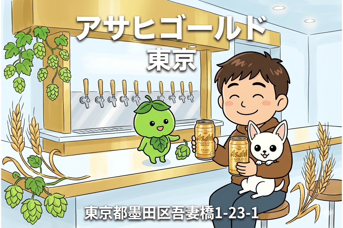 アサヒゴールド（Asahi Gold）サムネイル - りほくん・ホップくん・ルネちゃんとアサヒゴールドの缶