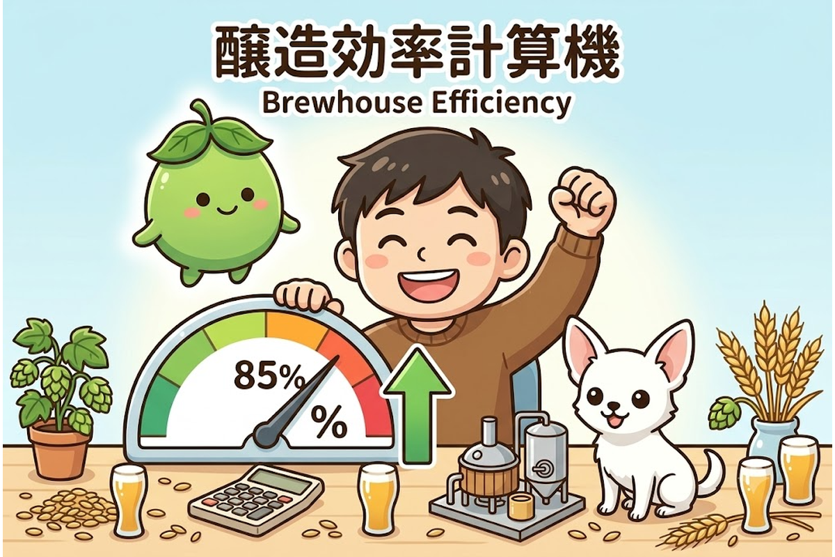 麦芽からの糖抽出効率を計算する醸造効率計算機