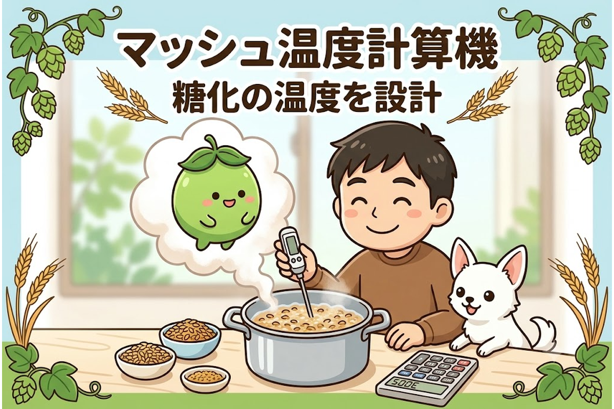 糖化の温度を設計するマッシュ温度計算機